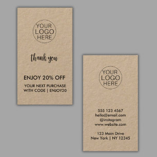 Rustic Kraft Business Tack Rabattkort