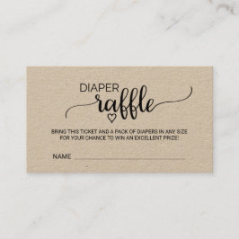 Rustic Kraft Calligraphy Diaper Raffle-hölje Tilläggskort