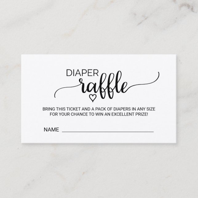 Rustic Kraft Calligraphy Diaper Raffle-hölje Tilläggskort (Framsida)