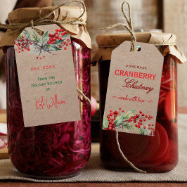 Rustic Kraft Christmas Cranberry Chutney Labels Presentetikett