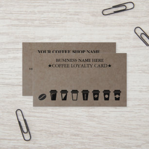 Rustic Kraft Coffee Shop Coffee Loyalty Card Visitkort