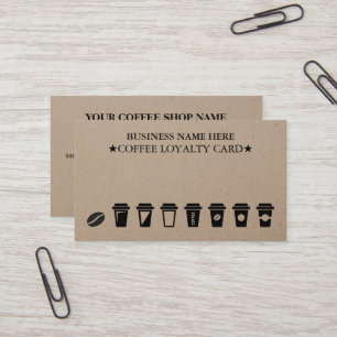 Rustic Kraft Coffee Shop Coffee Loyalty Card Visitkort
