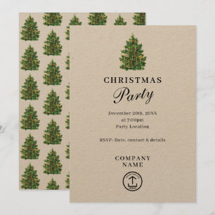 Rustic Kraft Corporate Business jul Party Inbjudningar