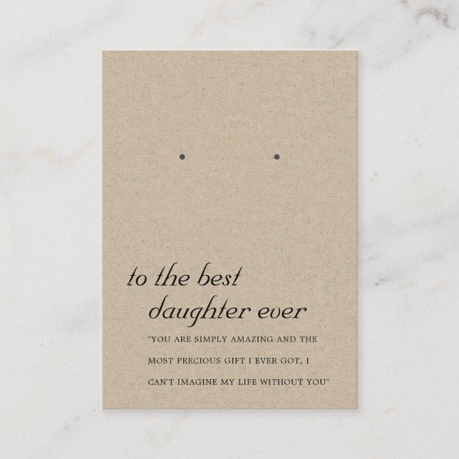 RUSTIC KRAFT DAUGHTER FRIEND EARRING VISNING CARD PLACERINGSKORT (Framsida)