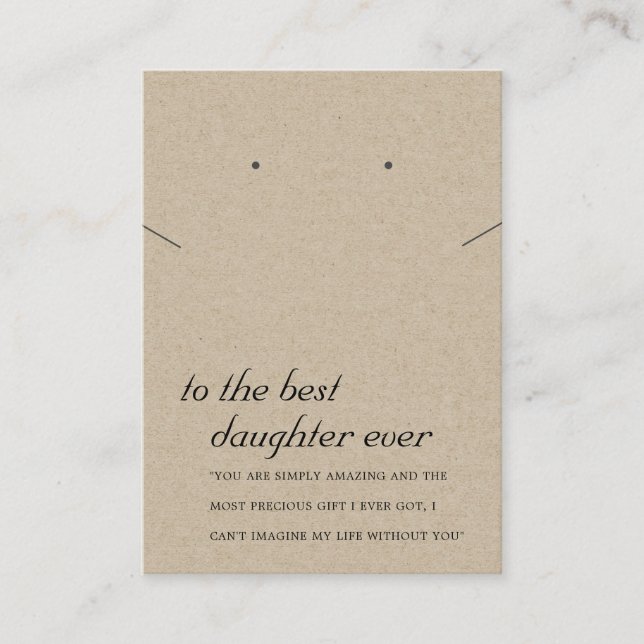 RUSTIC KRAFT DAUGHTER GIFT NECKLACE EARRING Card Placeringskort (Framsida)