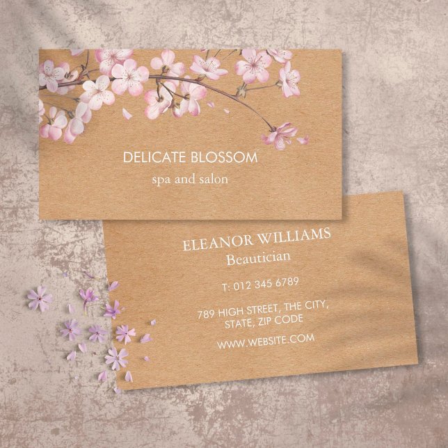 Rustic Kraft Delicate Blommar Visitkort (Skapare uppladdad)