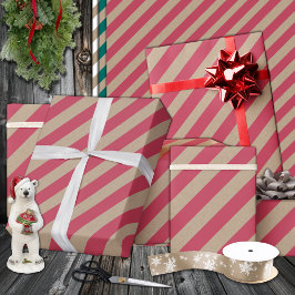 Rustic Kraft Dusty Red Wide Rand Helgdag Presentpapper