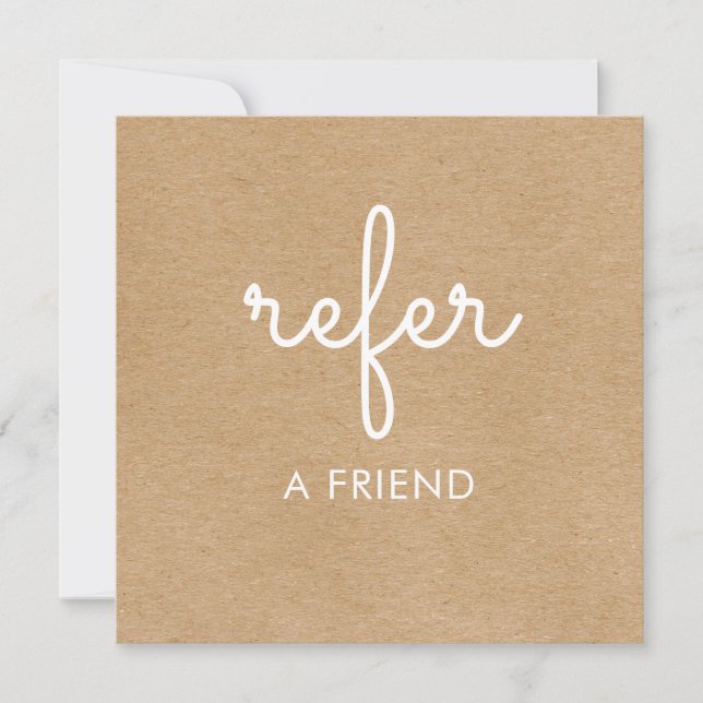Rustic Kraft Elegant Script Referal Tack Kort (Framsida)