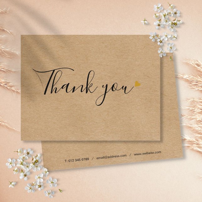 Rustic Kraft Enkel Skript Affärs Tacksamhet Vykort (Rustic Kraft Simple Script Business Thank You Postcard)