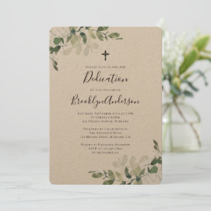 Rustic Kraft Eucalyptus Greenery Dedication Inbjudningar