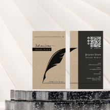 Rustic Kraft Feather Penna nib Notary Public Qr Co