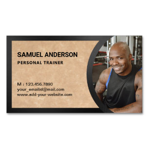 Rustic Kraft Fitness Personlig Tränare Foto Magnetiska Visitkort