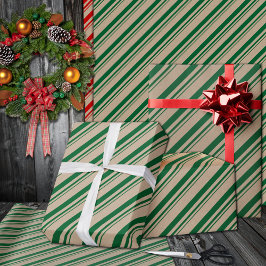 Rustic Kraft Forest Grönt Candy Rand Helgdag Presentpapper