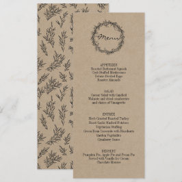Rustic Kraft Ge Tack Thanksgiving Dinner Menu Inbjudningar