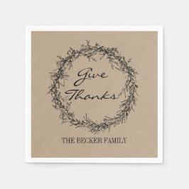 Rustic Kraft Ge Tack Thanksgiving Napkins Pappersservett