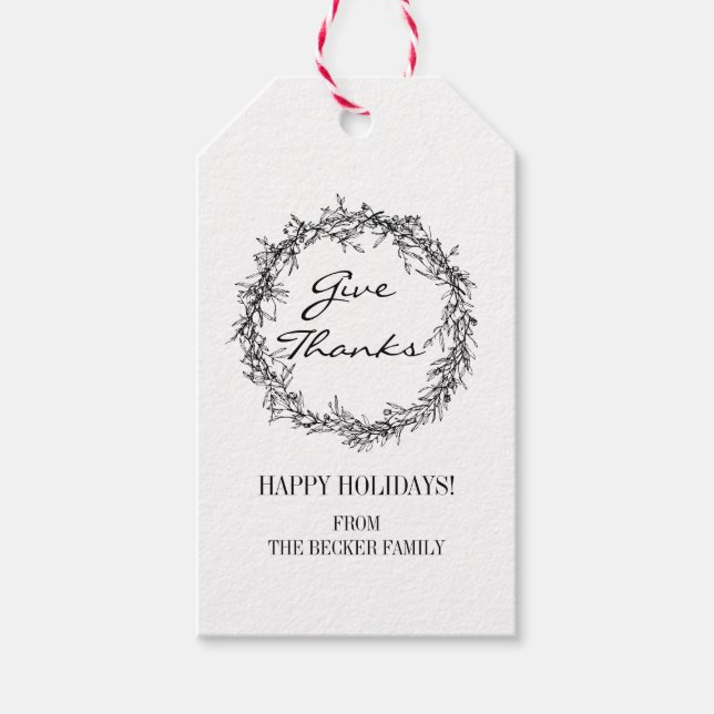 Rustic Kraft Ge Thanksgiving  Gift Märkres Presentetikett (Framsidan)
