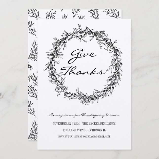 Rustic Kraft Ge Thanksgiving - serverkort Inbjudningar (Fram/baksida)