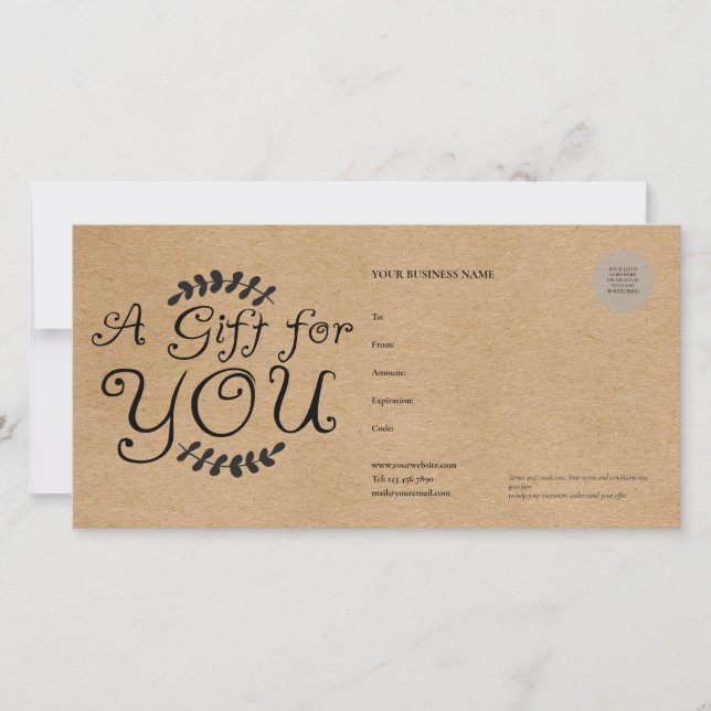 Rustic Kraft Gift-certifikat (Framsida)