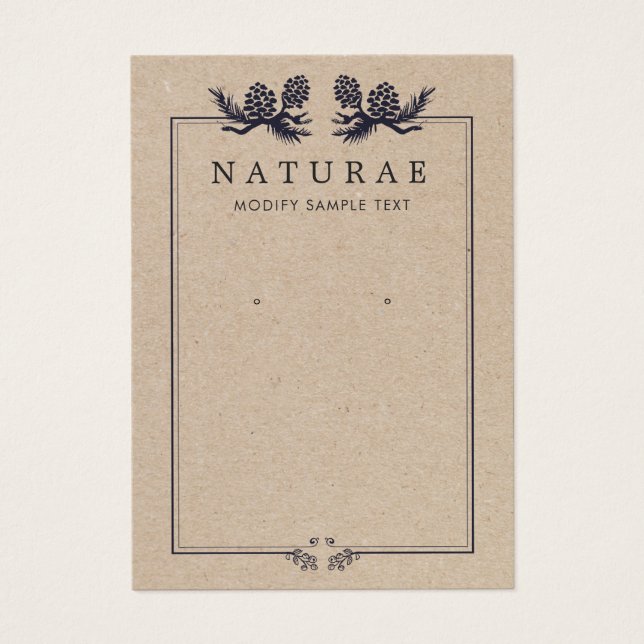 Rustic Kraft Gräs Cones Earring Jewelry Visning Visitkort (Framsidan)