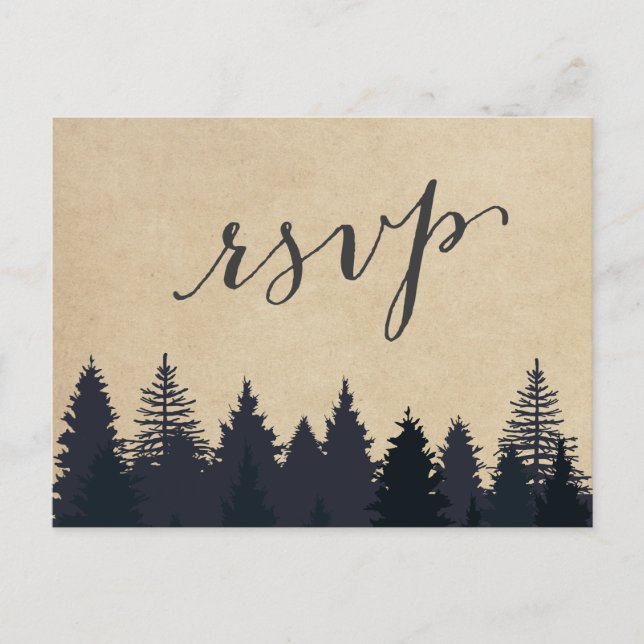 Rustic Kraft Gräs Träd Forest OSA Response Inbjudan Vykort (Framsida)