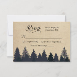 Rustic Kraft Gräs Träd Winter Wedding OSA Kort