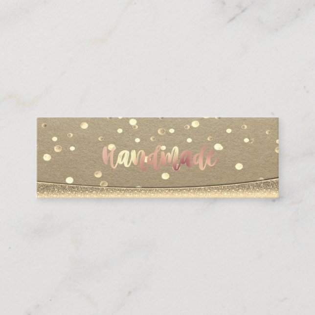 Rustic Kraft,Guld confetti, handgjord Mini Visitkort (Framsida)
