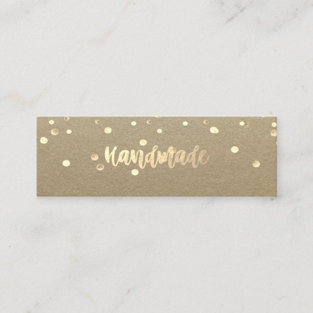 Rustic Kraft,Guld confetti, handgjord Mini Visitkort (Framsida)