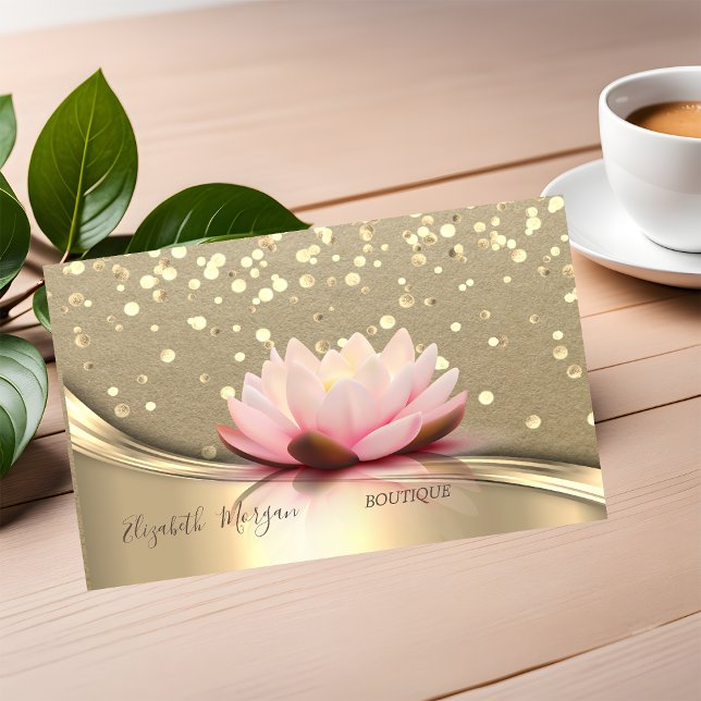 Rustic Kraft, Guld Confetti, Lotus Visitkort (Skapare uppladdad)