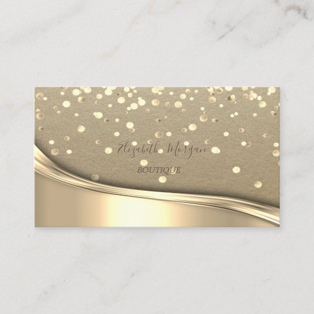Rustic Kraft, Guld Confetti Visitkort (Framsida)