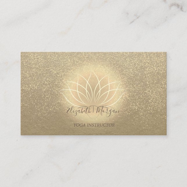 Rustic Kraft Guld Lotus Confetti Yoga Instructor Visitkort (Framsida)