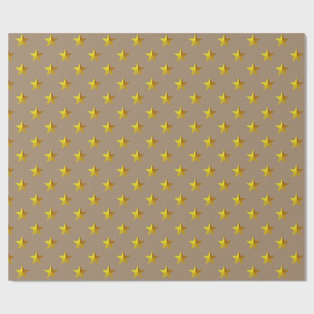 Rustic Kraft Gult Guld Stars Helgdag Presentpapper (Platt)