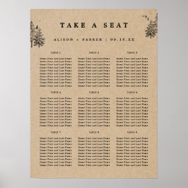 Rustic Kraft Hand-dragen Gräs Träd tar ett säte Poster