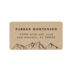 Rustic Kraft Hand-dragen Mountains Adressetikett