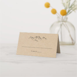 Rustic Kraft Hand-dragen Mountains & Gräs Bröllop Placeringskort