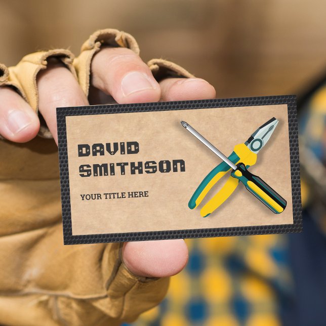 Rustic Kraft Handyman Repair Verktyg Electrician Visitkort (Skapare uppladdad)
