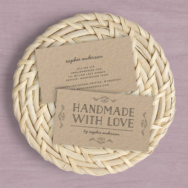 Rustic Kraft har blommor som hanteras med Kärlek Visitkort (Skapare uppladdad)