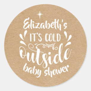 Rustic Kraft It's Cold Outside Baby Shower/Barnkal Runt Klistermärke