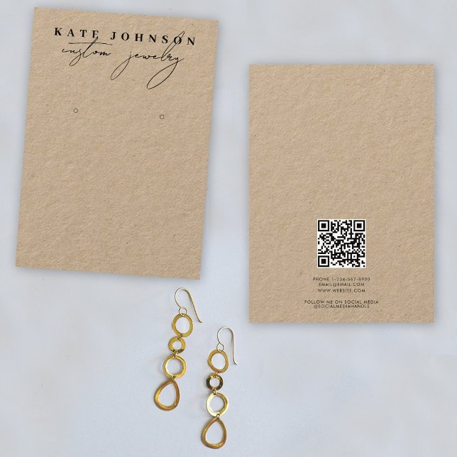 Rustic Kraft Jewelry Holder Earring Visning Script Visitkort (Rustic Kraft Jewelry Holder Earring Display Script Business Card)
