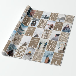 Rustic Kraft jul-julen Personalize Collage Photo Presentpapper