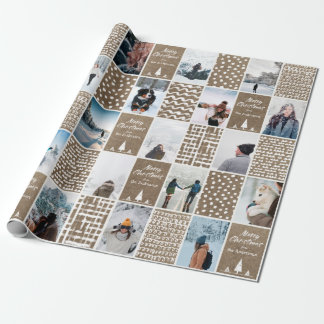 Rustic Kraft jul-julen Personalize Collage Photo Presentpapper