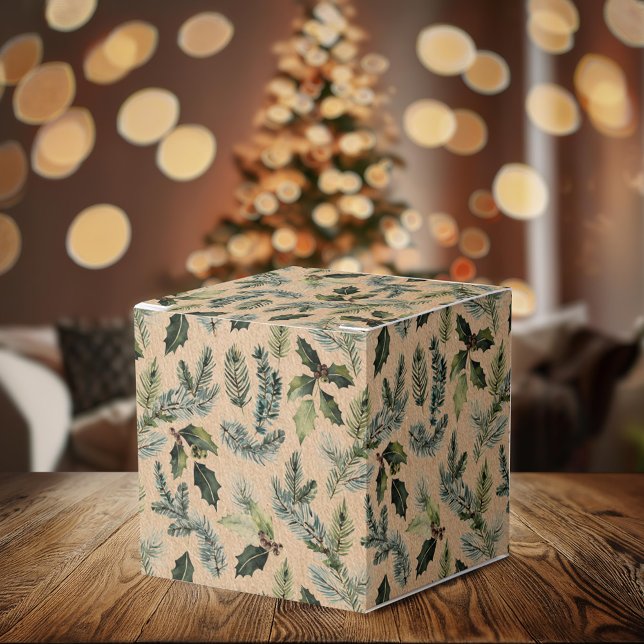 Rustic Kraft-julens Blommigt Gift Box Presentaskar (Skapare uppladdad)