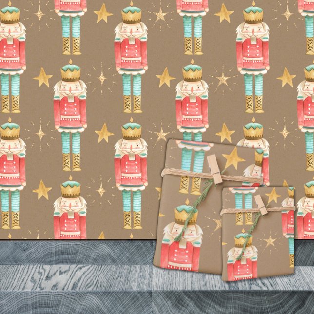 Rustic Kraft, julklackaren Presentpapper (Rustic Kraft The Christmas Nutcracker Holiday Gift Wrapping Paper Rolls)