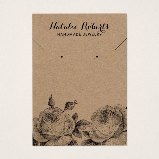 Rustic Kraft Juvelry Necklace Blommigt Visning Visitkort (Framsidan)