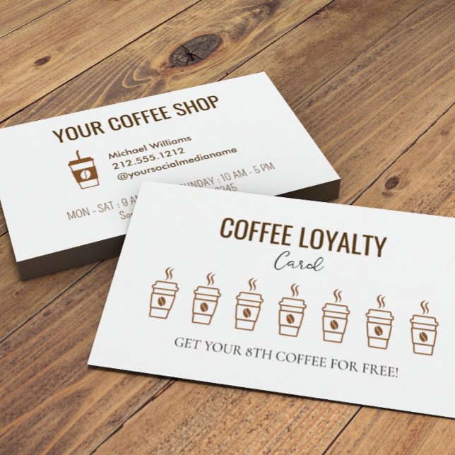 Rustic Kraft Kaffe koppar Coffee Loyalty Card Visitkort (Skapare uppladdad)