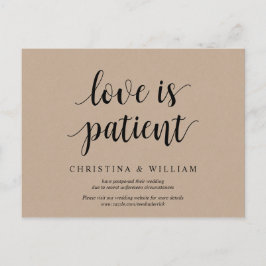 Rustic Kraft, kärlek är tålmodigt, bröllop uppskju Vykort