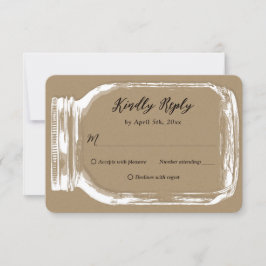 Rustic Kraft Land Burlap Mason Burk Bröllop OSA Kort