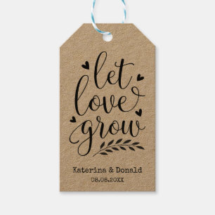 Rustic Kraft Låt Kärlek odla utsäde Bröllop Gift M Presentetikett