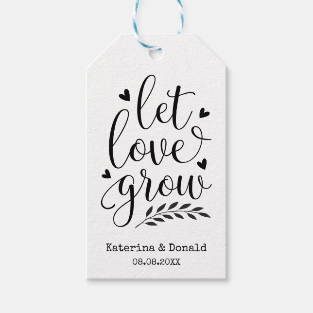Rustic Kraft Låt Kärlek odla utsäde Bröllop Gift M Presentetikett (Framsidan)
