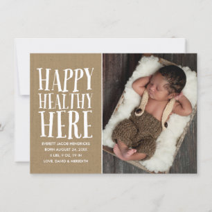 Rustic Kraft Lettering Photo Birth Announcement Meddelande