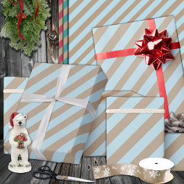 Rustic Kraft Light Dusty Blue Wide Rand Helgdag Presentpapper